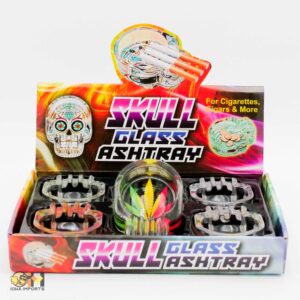 Skull Glass Ashtray 6ct