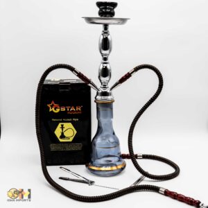 30235-H/D/Double hose hookah-Assort Colors Solid Base/18"