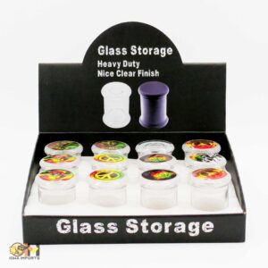30434 Glass Jar/Airtight Glass Jar w/assorted sticker on top/3" T 12ct