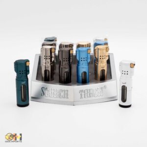 61648-1/Scorch Torch/3Torch Turbo flip open flint igniter see thru-butane easy dial satin metallic finish/3.5"/12ct