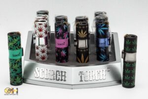 61656-2/Scorch Torch/Flint Igniter Torch-Leaf designs/w/punch push up to lite/3.5"/12ct