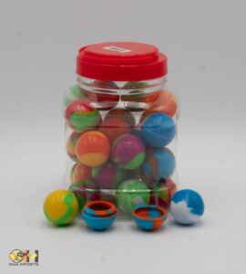 30394/Silicone safe can Ball/Solid/Swirl assorted color/30 pc jar