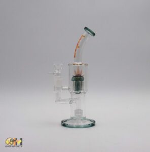 DOUBLE PERC BUBBLER WITH COLOR MOUTHPIECE TEAL-XZ007