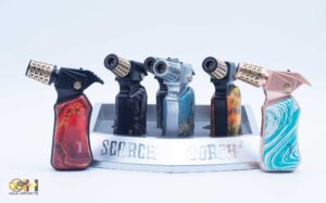 61726-1/Scorch Torch/90 deg Blow Torch/asst two-tone metal & design/hold button, 6ct