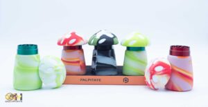 MG-095/Mushroom Silicon & Aluminium W/Glass JAR 3 Pieces Grinders, 6ct