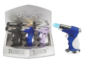 61485-COLOR SCORCH TORCH/4T 45DEG HANDHELD W/CIGAR PUNCH ASST COLO 6CT