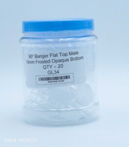 90 Deg Banger Flat Top Male 18mm Frosted Opaque Bottom 20pcs/jar- GL34