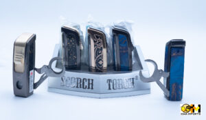 61790-1/Scorch Torch/Heavy duty cigar torch lighter w/built in scissor cigar cutter/9ct