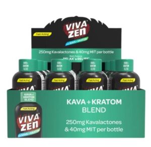 VIVAZEN KAVA + KRATOM 250MG KAVALACTONES 40MG MIT PER BOTTLE 12ct/Box