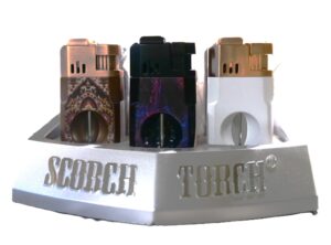 61807- Scorch Torch /2T Cigar lighter w/built in cigar holder & V cutter 9ct/Display