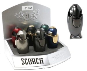 61861-1/Scorch Torch/4" Single Flame Atomic Rocket Heavy Metal Torch w/ Flame Lock/Assorted Colors/6ct